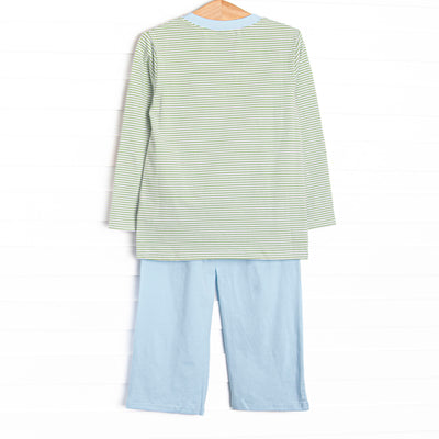 Monkey Business Applique Pant Set, Green