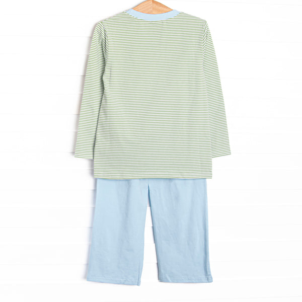 Monkey Business Applique Pant Set, Green