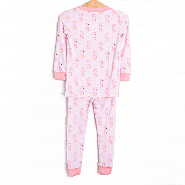 Hold Your Seahorses Bamboo Pajama Set, Pink