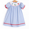 Global Studies Smocked Bishop Dress, Blue Stripe