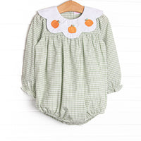 Posh Pumpkins Embroidered Bib Bubble, Green