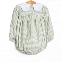 Posh Pumpkins Embroidered Bib Bubble, Green