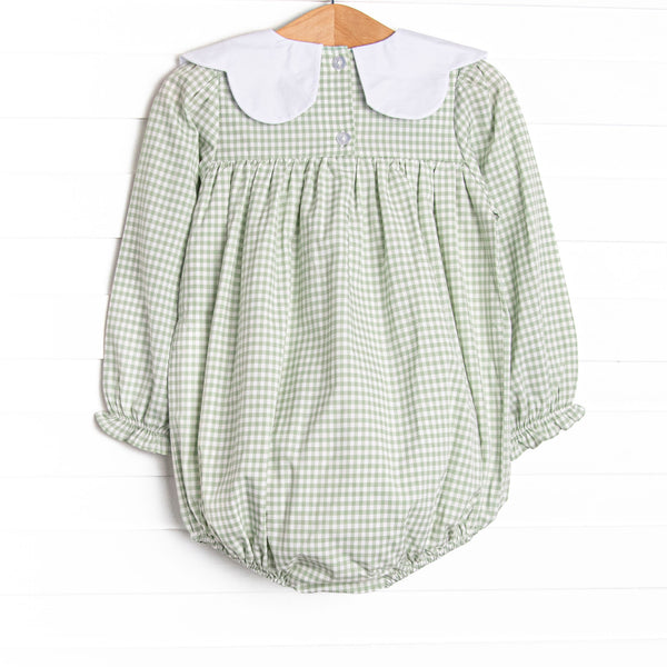 Posh Pumpkins Embroidered Bib Bubble, Green