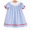 Global Studies Smocked Bishop Dress, Blue Stripe