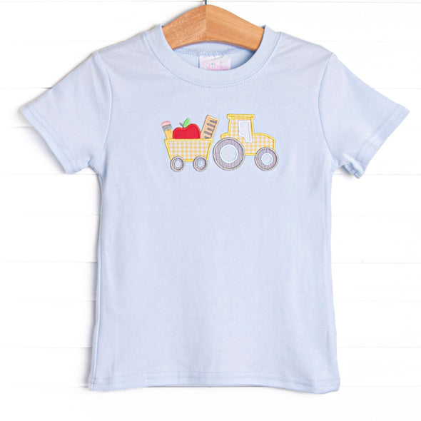 Planting Knowledge Applique Top, Blue