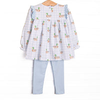 Pondside Picnic Ruffle Legging Set, Blue