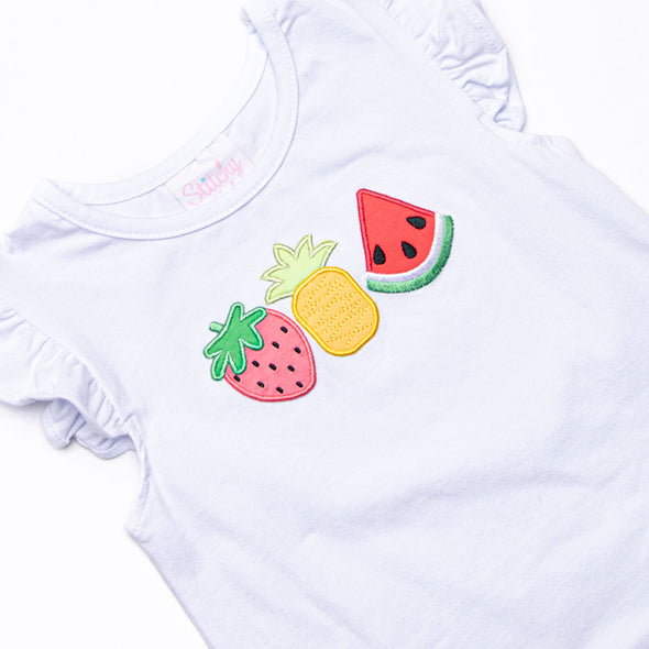 Spring Snacks Applique Short Set, Pink