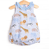 Safari Summer Ruffle Bubble, Blue