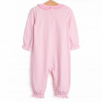 Pumpkin Pup Applique Ruffle Romper, Pink