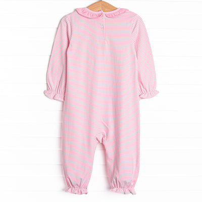 Pumpkin Pup Applique Ruffle Romper, Pink