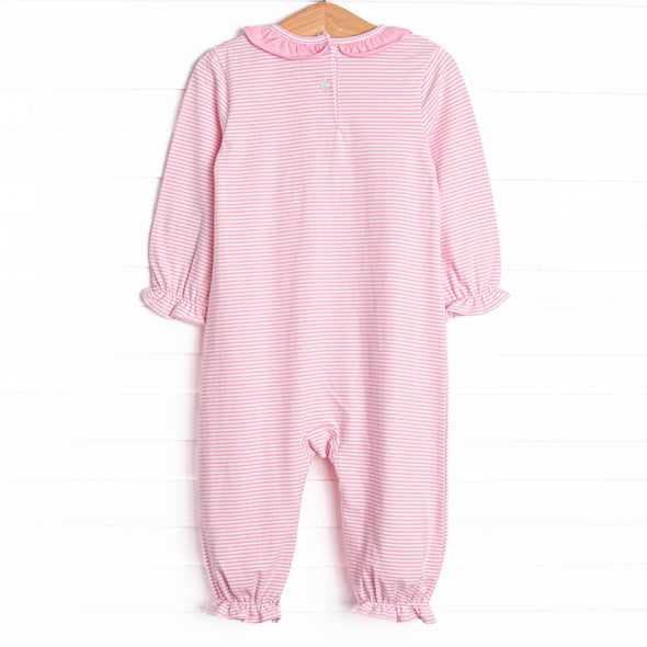 Pumpkin Pup Applique Ruffle Romper, Pink