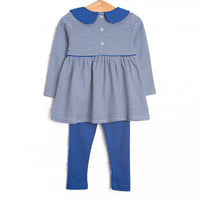 Mallard Migration Pima Embroidered Collared Legging Set, Blue