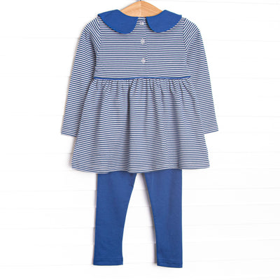 Mallard Migration Pima Embroidered Collared Legging Set, Blue