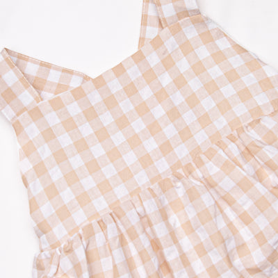 Jordan Check Dress, Tan Seersucker