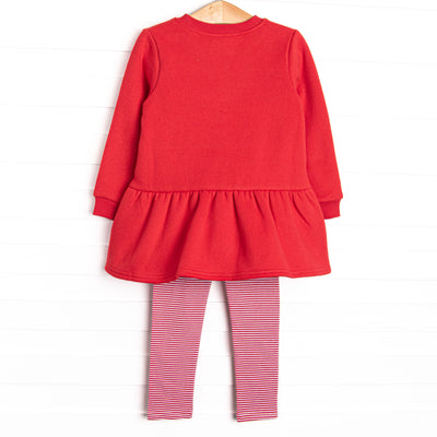 Santa Paws Applique Sweatshirt Legging Set, Red