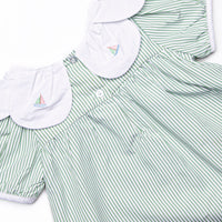 Bayside Boats Embroidered Ruffle Short Set, Green