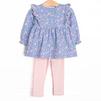 Periwinkle Perennials Scalloped Legging Set, Purple