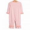 Rufflin' Feathers Applique Romper, Pink Stripe