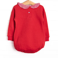 Santa Paws Applique Sweatshirt Ruffle Bubble, Red