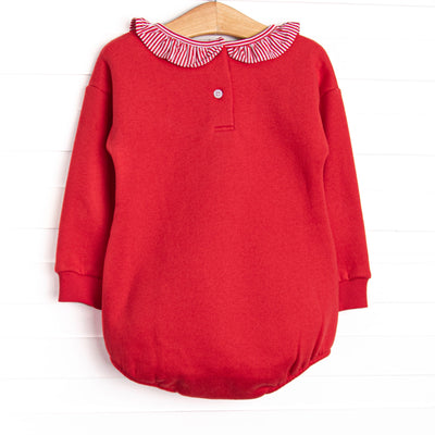 Santa Paws Applique Sweatshirt Ruffle Bubble, Red