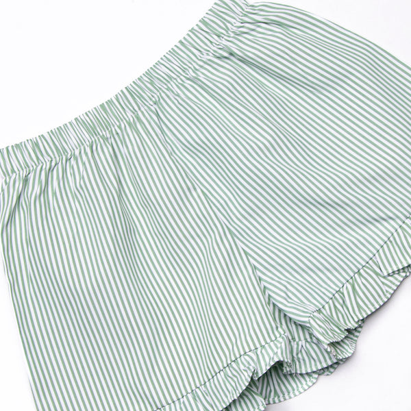 Bayside Boats Embroidered Ruffle Short Set, Green