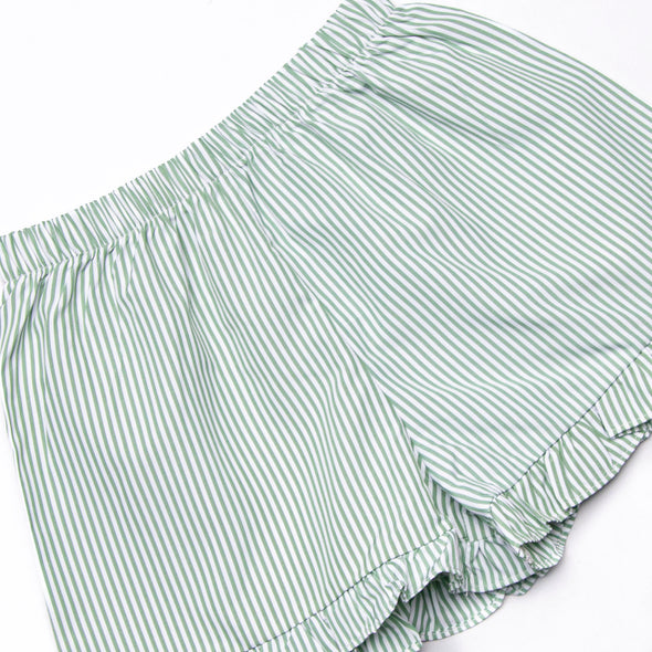 Bayside Boats Embroidered Ruffle Short Set, Green