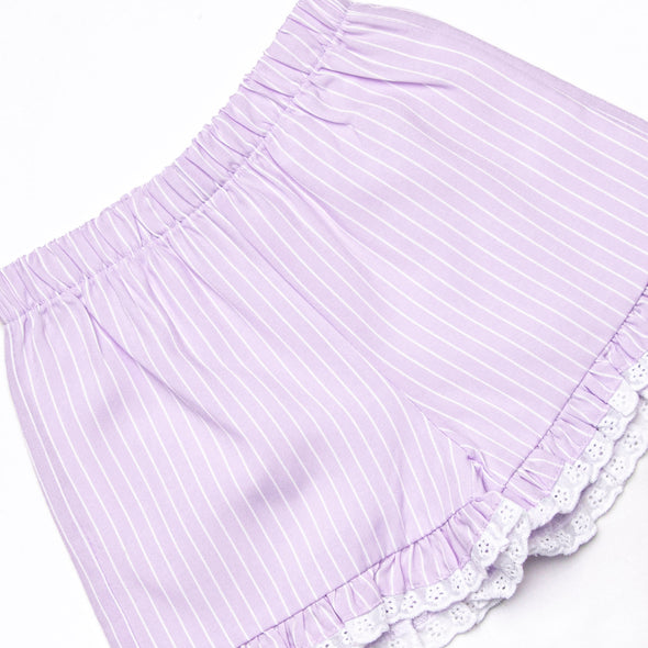 Lilac Lace Seersucker Short Set, Purple