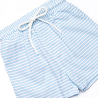 Pinstripe Promises Swim Trunks, Blue
