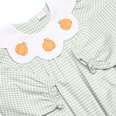 Posh Pumpkins Embroidered Bib Bubble, Green