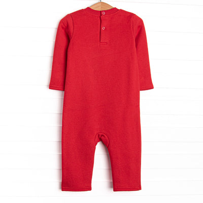 Santa Paws Applique Sweatshirt Romper, Red