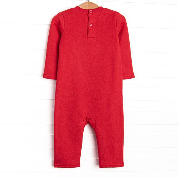 Santa Paws Applique Sweatshirt Romper, Red