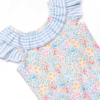 Petal Promises Ruffle One Piece, Blue