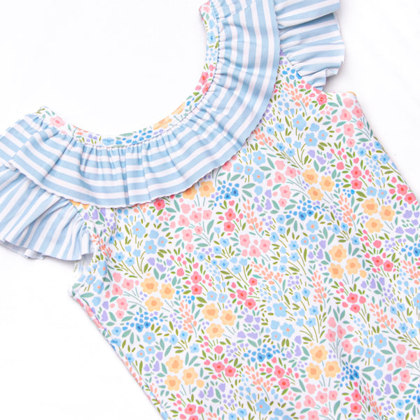 Petal Promises Ruffle One Piece, Blue