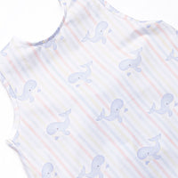 Blue Whale Waves Ruffle Short Set, Blue