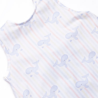 Blue Whale Waves Ruffle Short Set, Blue