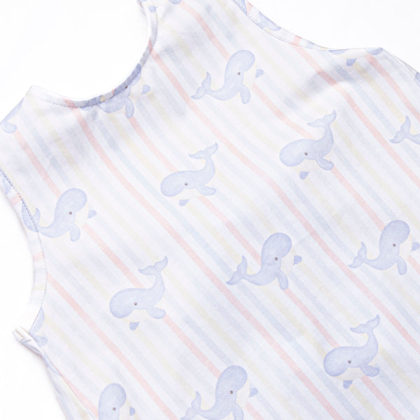 Blue Whale Waves Ruffle Short Set, Blue