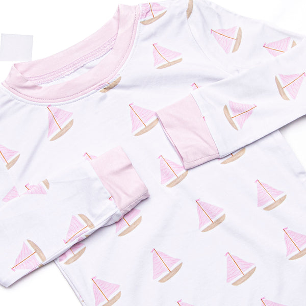 Sea Breeze and Sails Bamboo Pajama Set, Pink