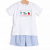 Global Studies Smocked Short Set, Blue Stripe