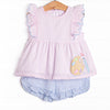 Painter's Palette Applique Short Set, Pink Seersucker