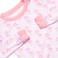 Hold Your Seahorses Bamboo Pajama Set, Pink