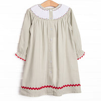 Wreath Wishes Smocked Bishop Dress, Green