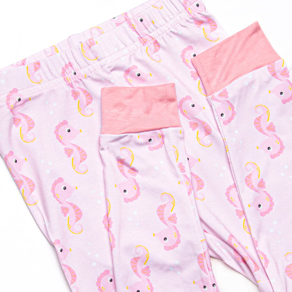 Hold Your Seahorses Bamboo Pajama Set, Pink