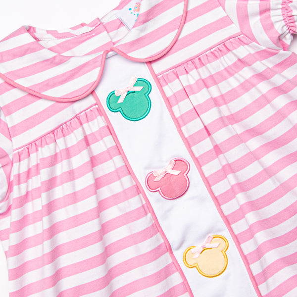 Multicolored Mouse Applique Legging Set, Pink
