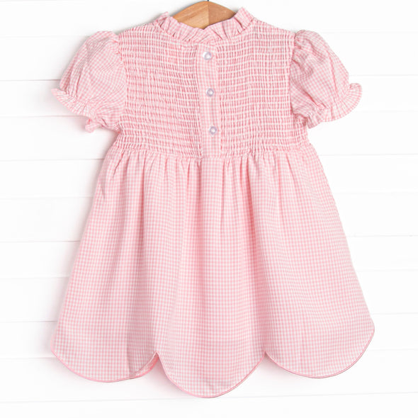 Schoolyard Scallops Applique Dress, Pink