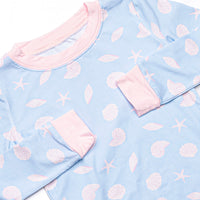 Pink Shoreline Shells Bamboo Pajama Set, Blue