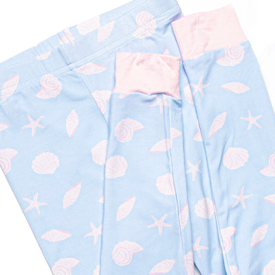 Pink Shoreline Shells Bamboo Pajama Set, Blue