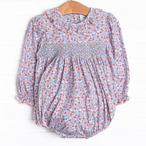 Peach Petals Smocked Bubble, Pink
