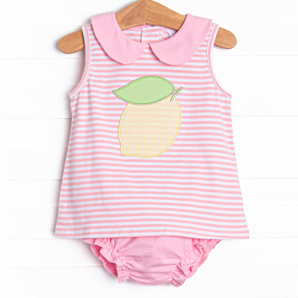 Pink Lady Lemon Applique Diaper Set, Pink