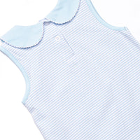 Blue Whale Waves Applique Ruffle Short Set, Blue