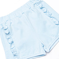 Blue Whale Waves Applique Ruffle Short Set, Blue